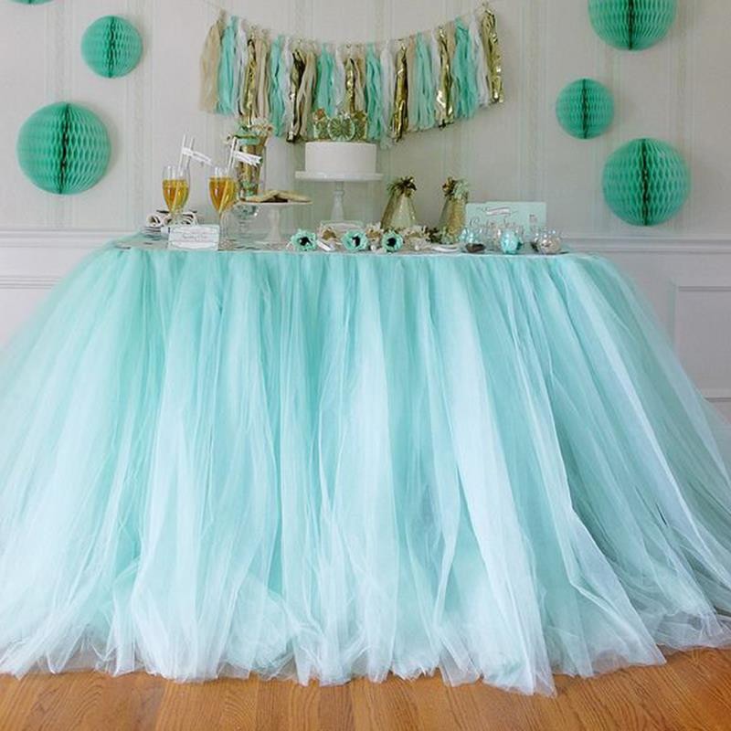 Best ideas about DIY Tulle Table Skirt
. Save or Pin DIY 80CM Height Organza Table Skirt Cloth Reception Desk Now.