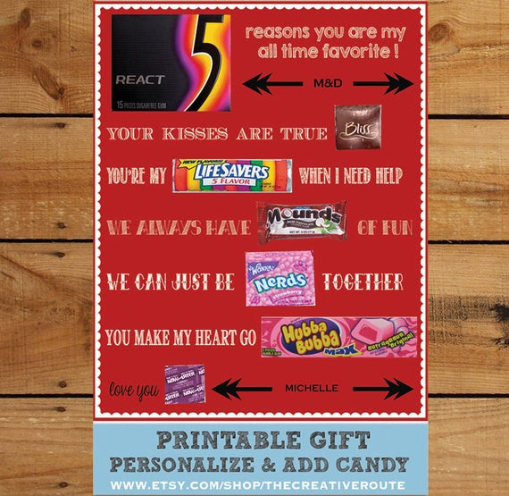 Best ideas about DIY Valentine Gifts For Husband
. Save or Pin Valentine Anniversary Gift DIY Print and Add Candy Editable Now.