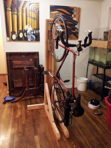 Best ideas about DIY Vertical Bike Rack
. Save or Pin Vertical Bike Rack from 2x4s single bike Now.