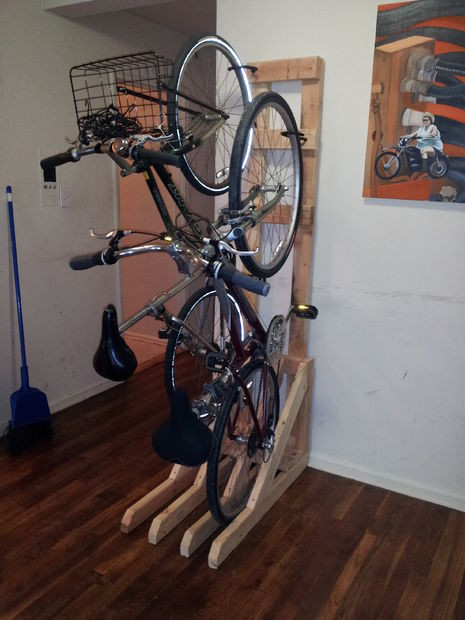 Best ideas about DIY Vertical Bike Rack
. Save or Pin Vertical Bike Rack from 2x4s Now.