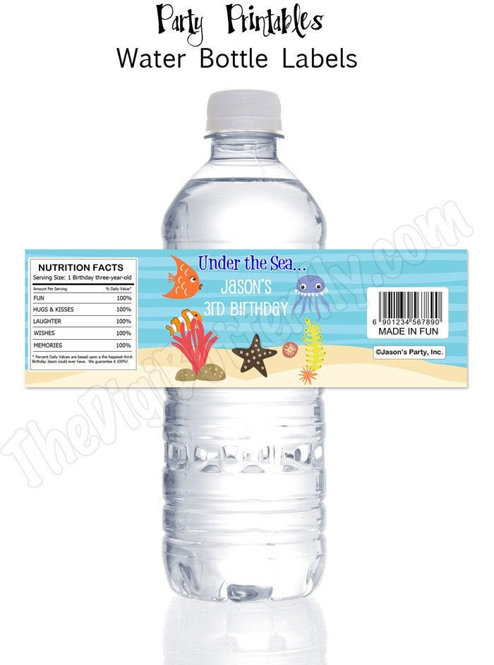 Best ideas about DIY Water Bottle Labels
. Save or Pin Under The Sea Party Personalized Water Bottle Labels DIY Now.