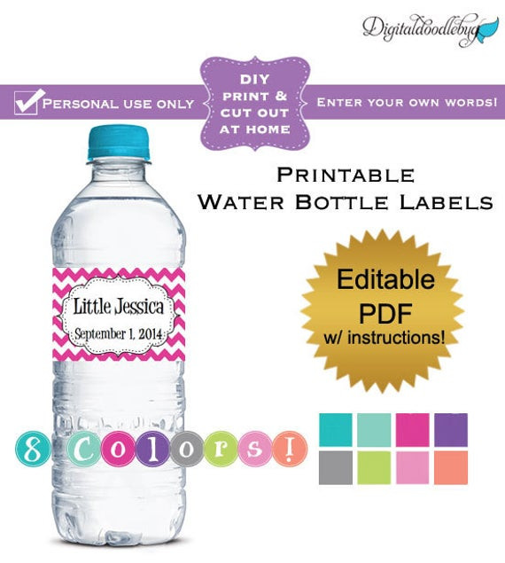 Best ideas about DIY Water Bottle Labels
. Save or Pin DIY editable printable water bottle labels PDF No 42g Now.