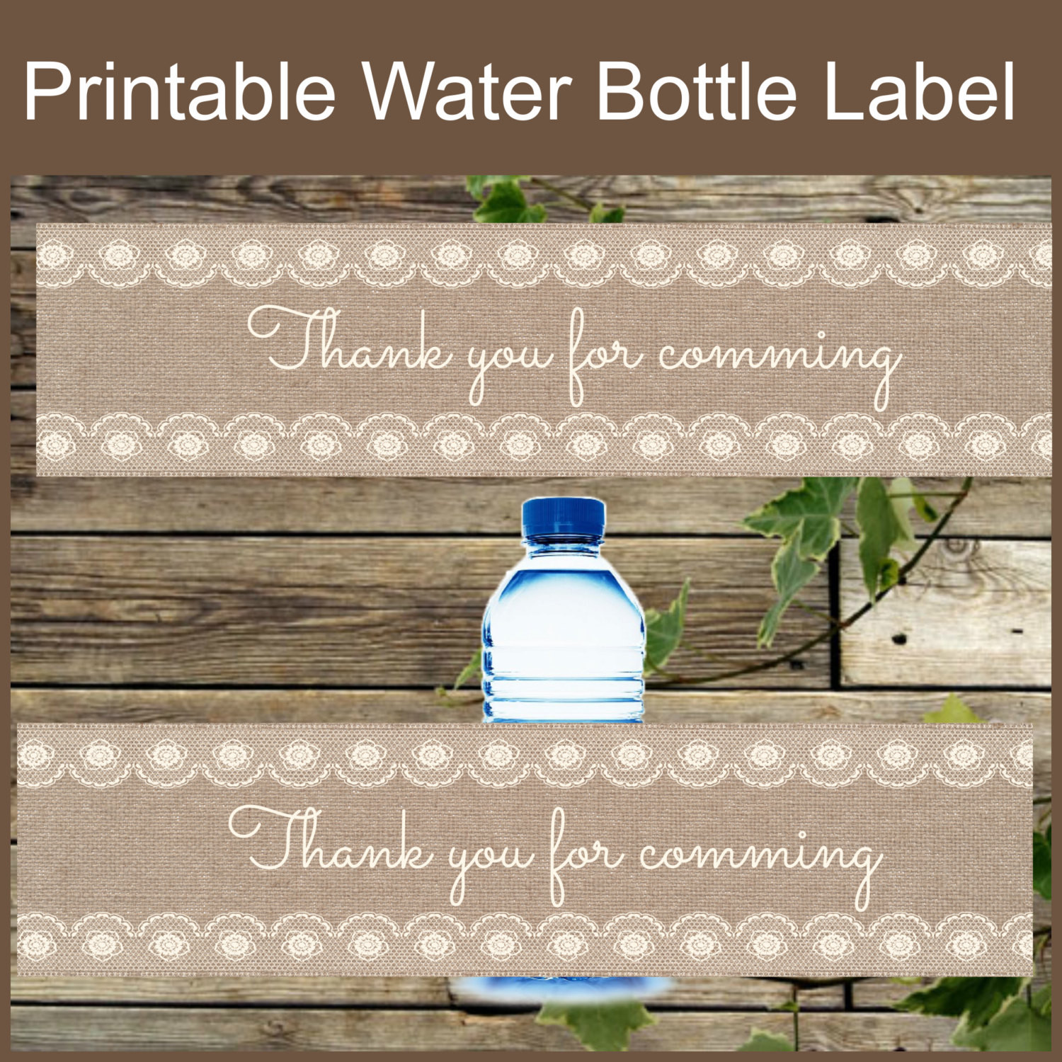 Best ideas about DIY Water Bottle Labels
. Save or Pin Burlap and Lace Water Bottle Label DIY Instant by IsiDesigns Now.