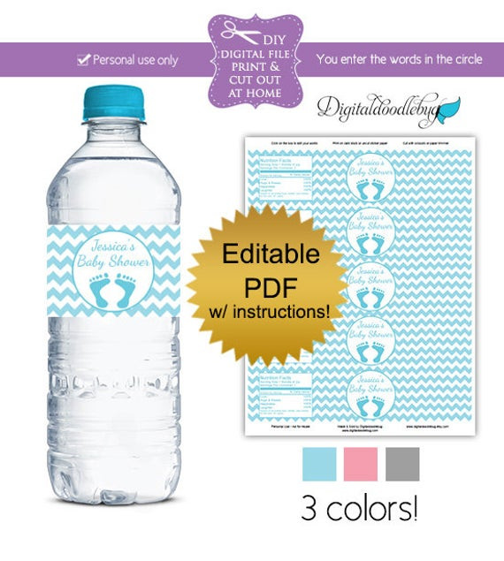 Best ideas about DIY Water Bottle Labels
. Save or Pin DIY editable printable water bottle labels PDF No 46 chevron Now.