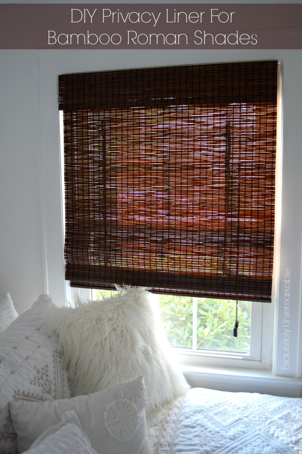 Best ideas about DIY Window Blinds
. Save or Pin DIY Privacy Liner for Bamboo Roman Shades Exquisitely Now.