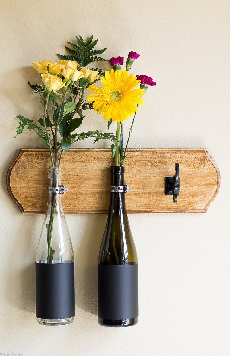 Best ideas about DIY Wine Bottles
. Save or Pin DIY Wine Bottle Wall Vase Tutorial Thyme for Cocktails Now.