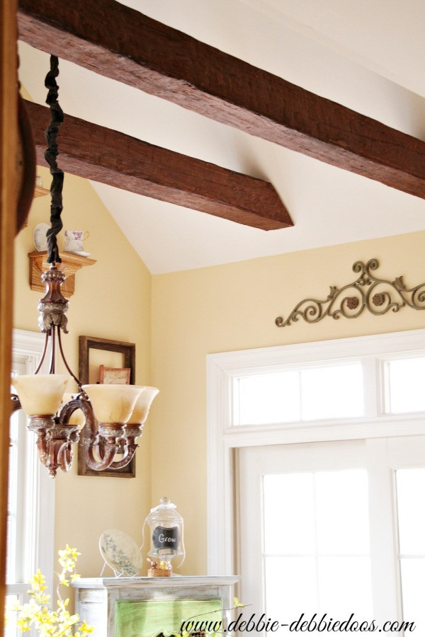 Best ideas about DIY Wood Beams On Ceiling
. Save or Pin Faux wood beams in the Kitchen Debbiedoos Now.