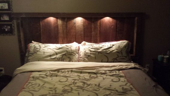Best ideas about DIY Wooden Headboard With Lights
. Save or Pin Reclaimed wood headboard with lights and recepticles on Now.