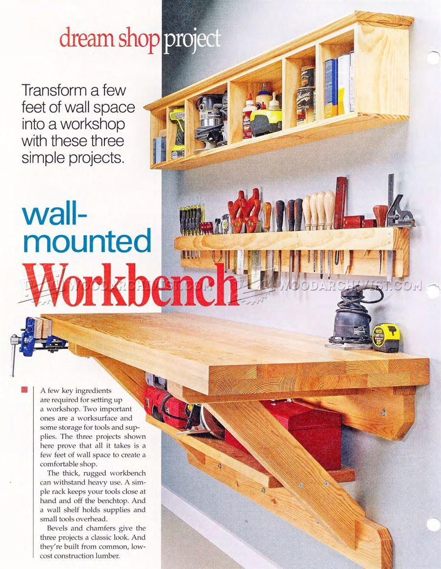 Best ideas about DIY Workshop Plans
. Save or Pin Wall Mounted Workbench plans from the woodarchivist Now.