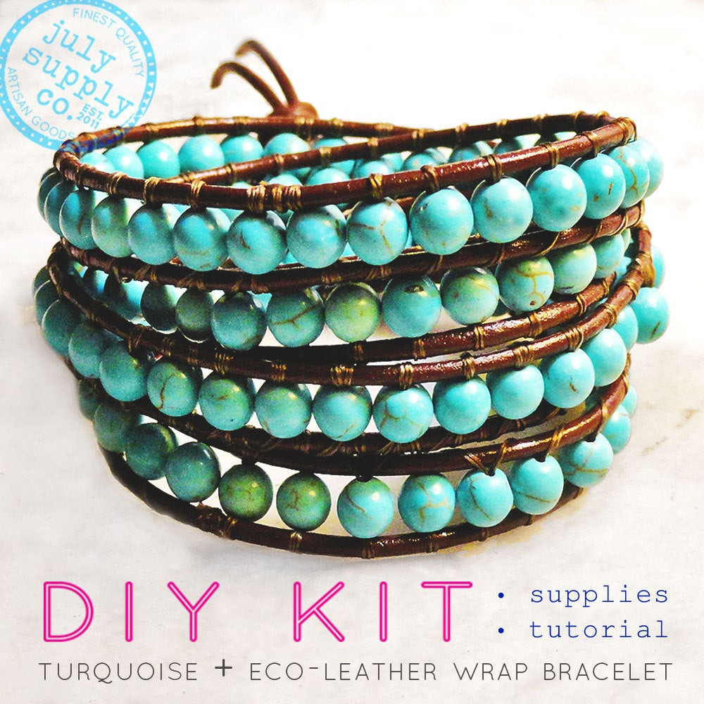 Best ideas about DIY Wrap Bracelet
. Save or Pin turquoise beaded leather wrap bracelet DIY KIT by julysupply Now.