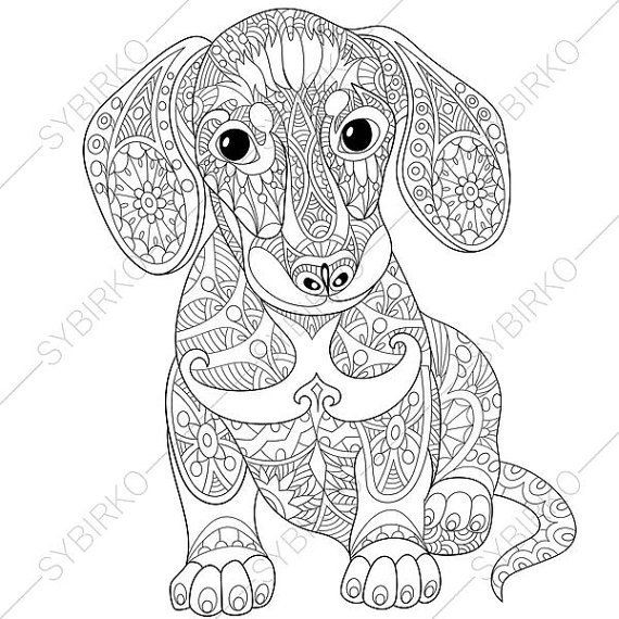 Best ideas about Dog Adult Coloring Books
. Save or Pin Adult Coloring Page Dachshund Puppy Zentangle Doodle Now.