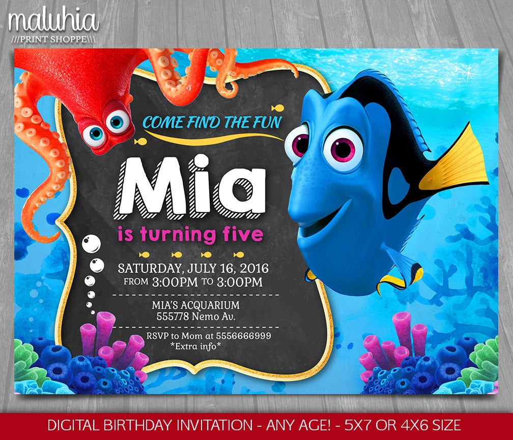 Best ideas about Dory Birthday Invitations
. Save or Pin Finding Dory Invitation Finding Nemo Invite Disney Pixar Now.