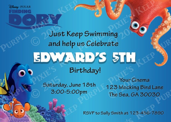 Best ideas about Dory Birthday Invitations
. Save or Pin Items similar to Finding Dory Movie Birthday Invitation on Now.