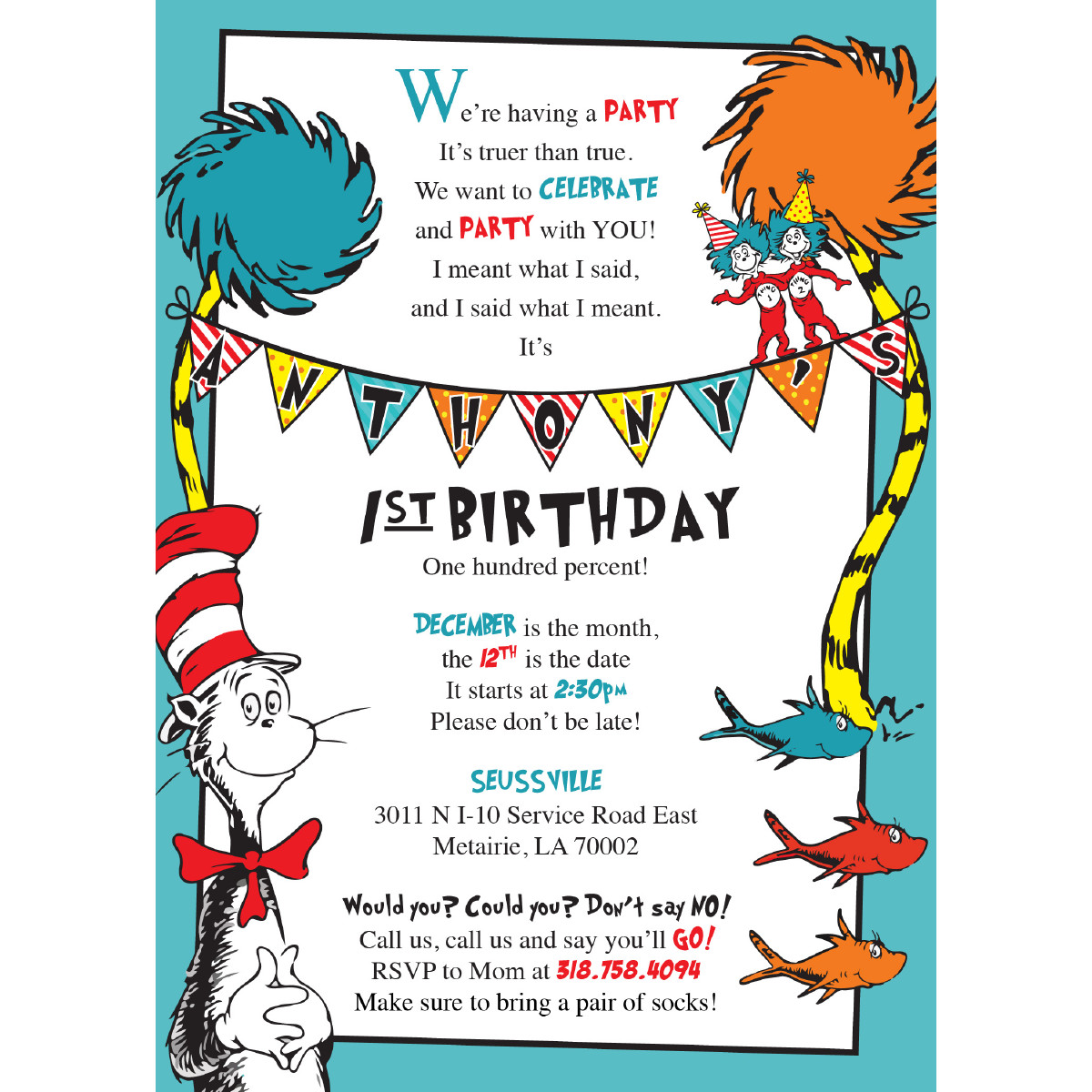 Best ideas about Dr Seuss Birthday Party Invitations
. Save or Pin Dr Seuss Birthday Invitations – Blackline Now.