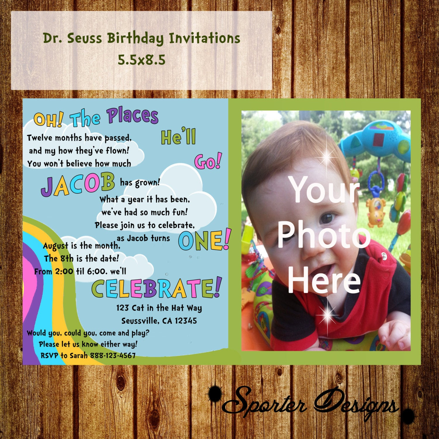 Best ideas about Dr Seuss Birthday Party Invitations
. Save or Pin Dr Seuss First Birthday Invitations 5 5x8 5 Now.