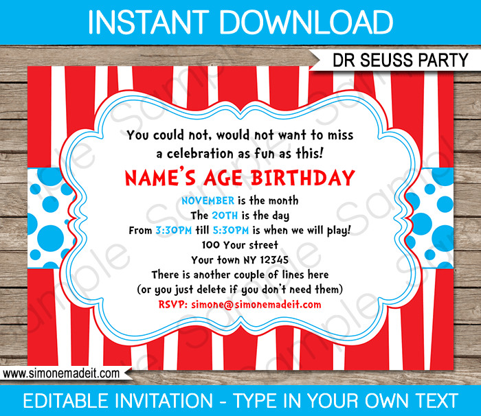 Best ideas about Dr Seuss Birthday Party Invitations
. Save or Pin Dr Seuss Party Invitations Birthday Party Now.