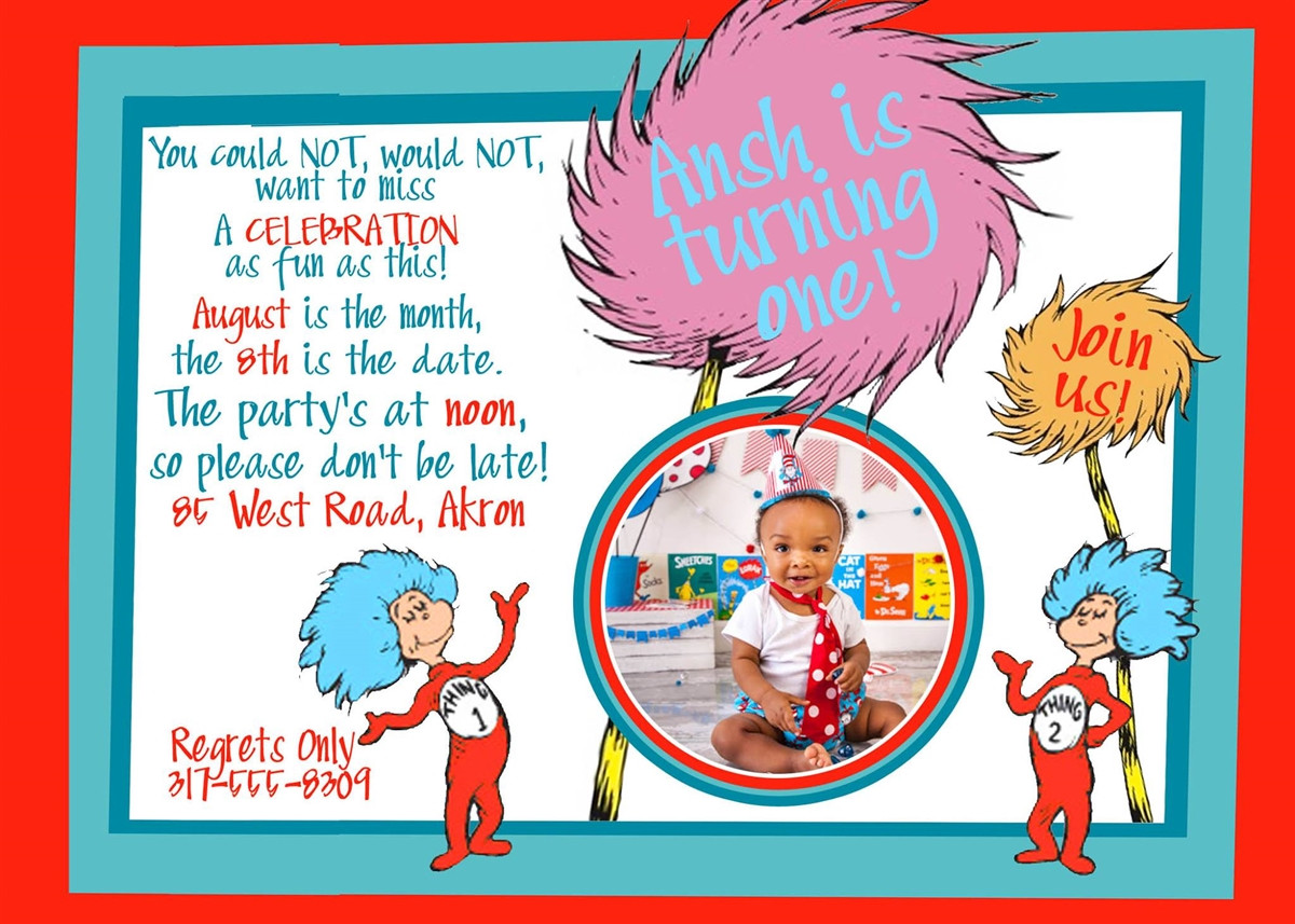 Best ideas about Dr Seuss Birthday Party Invitations
. Save or Pin Birthday Invitation Dr Seuss Theme Now.