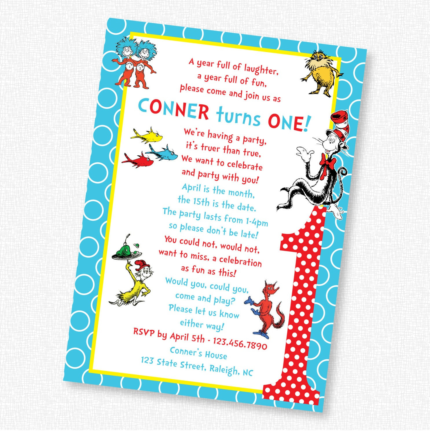 Best ideas about Dr Seuss Birthday Party Invitations
. Save or Pin Dr Seuss Birthday Party Invitation by GridCreativeStudio Now.