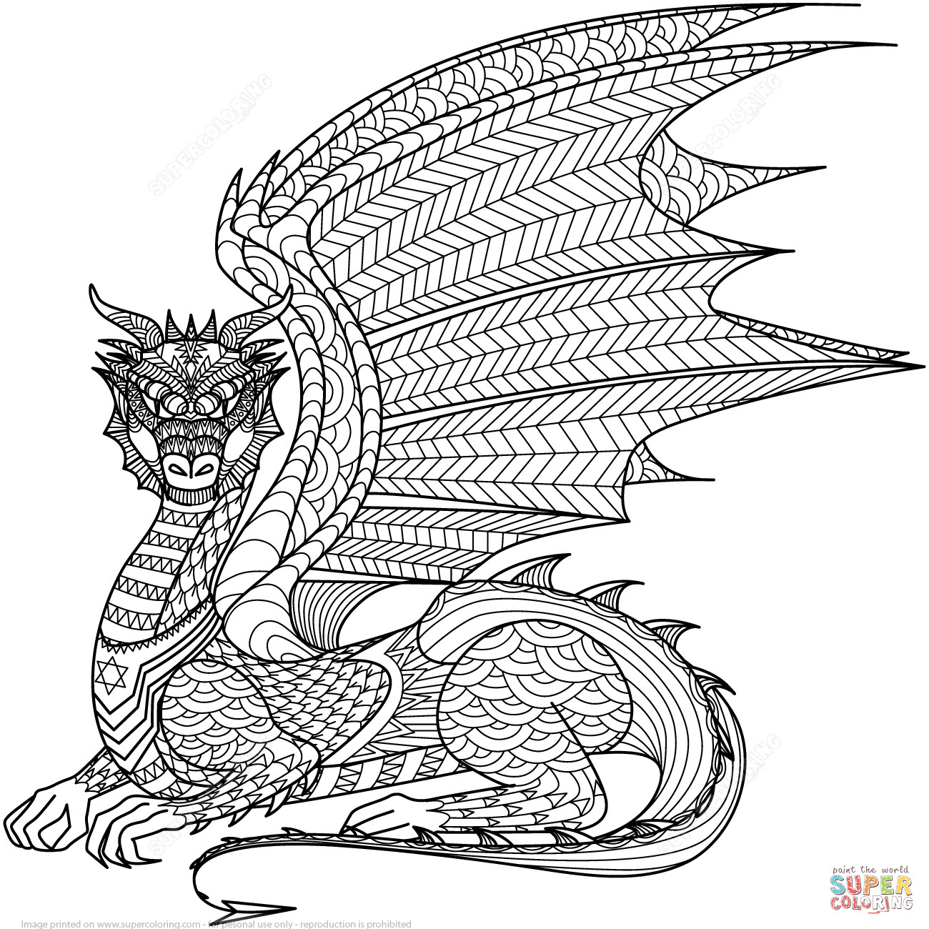 Best ideas about Dragon Printable Coloring Sheets
. Save or Pin Dragon Zentangle coloring page Now.