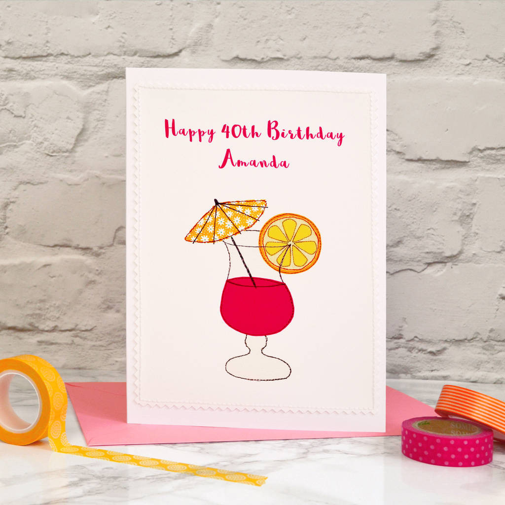 Best ideas about E Birthday Card
. Save or Pin cocktail personalised handmade birthday card by jenny Now.