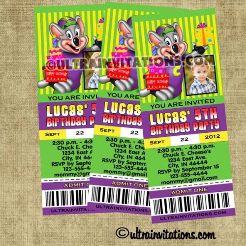 Best ideas about E Birthday Invitations
. Save or Pin Chuck E Cheese Ticket Invitations Invites Now.