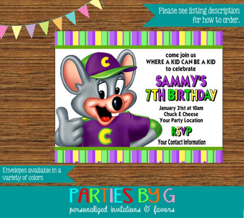 Best ideas about E Birthday Invitations
. Save or Pin Chuck E Cheese Birthday Party Invitations Personalized Now.