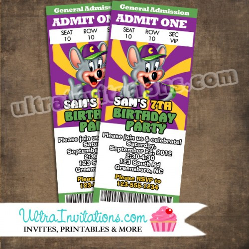 Best ideas about E Birthday Invitations
. Save or Pin Chuck E Cheese Ticket Birthday Invitations Now.