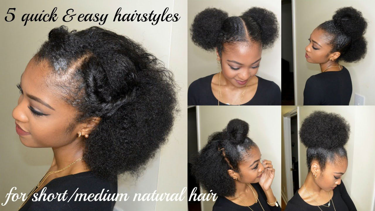 Best ideas about Easy Black Hairstyles For Medium Hair
. Save or Pin 5 QUICK & EASY hairstyles for SHORT MEDIUM NATURAL HAIR Now.