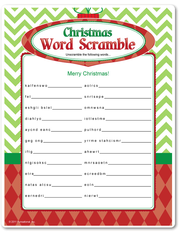 Best ideas about Easy Christmas Games For Adults
. Save or Pin Printable Christmas Word Scramble Funsational Now.