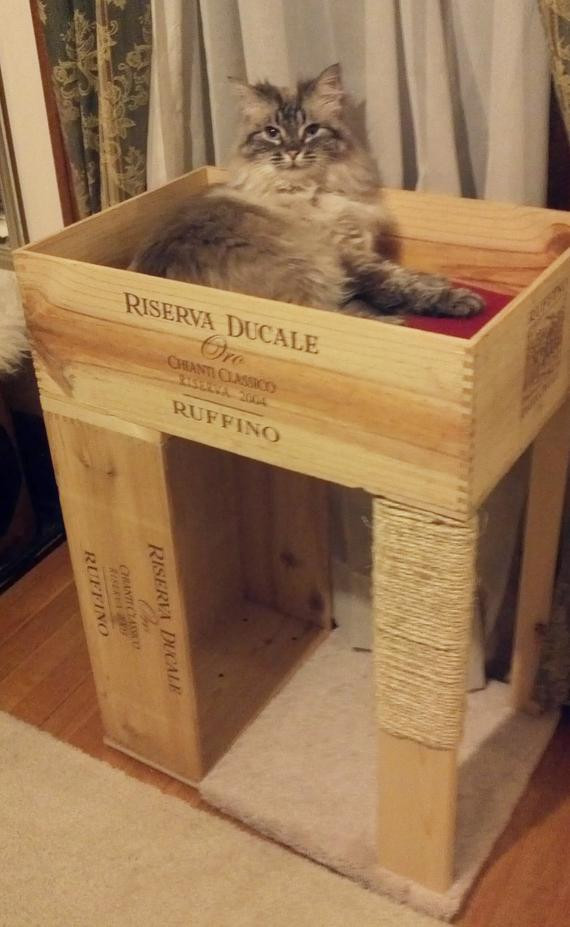 Best ideas about Easy DIY Cat Tree
. Save or Pin The Original Wine Crate Cat Condo with Cat Now.