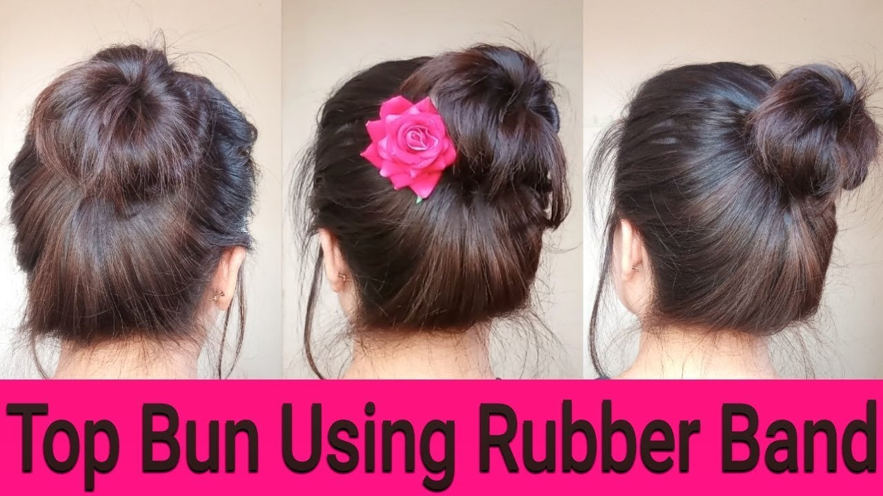 Best ideas about Easy Hairstyles With Rubber Bands
. Save or Pin Top Knot Bun Quick Easy Summer Bun Hairstyles Using Rubber Now.