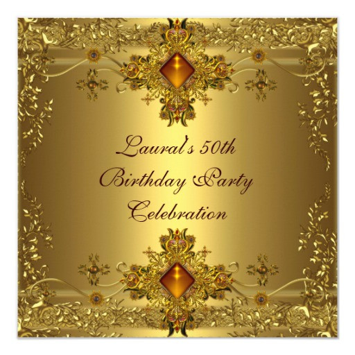 Best ideas about Elegant 50th Birthday Decorations
. Save or Pin Elegant 50th Birthday Party Gold Lace Gold Jewel Card Now.