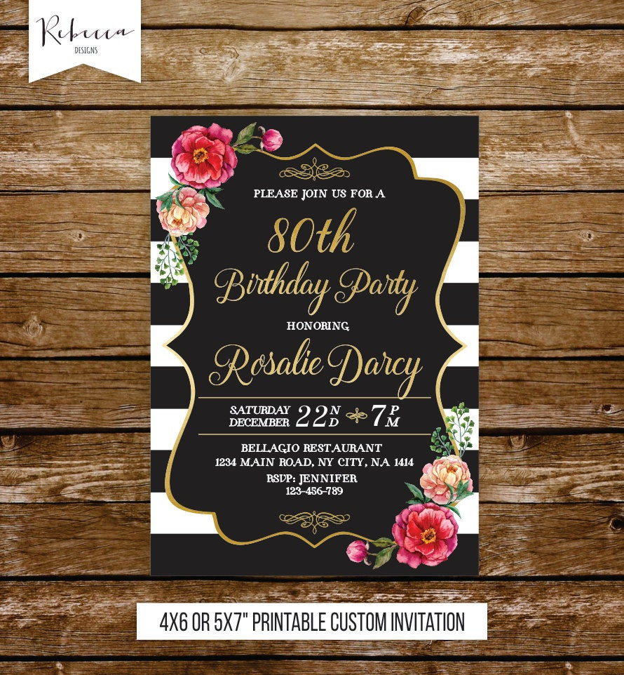 Best ideas about Elegant Birthday Invitations
. Save or Pin 80th birthday invitation woman elegant birthday invite 21st Now.