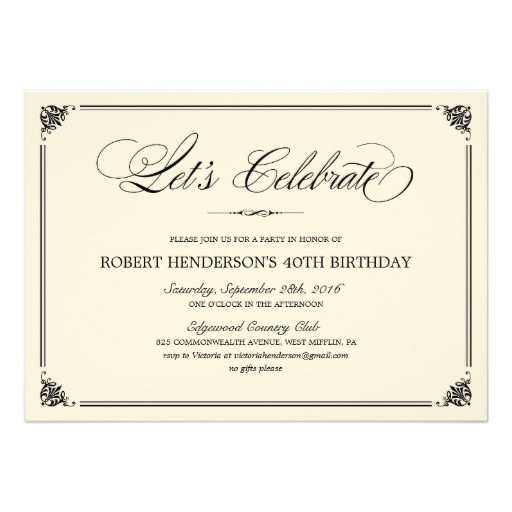 Best ideas about Elegant Birthday Invitations
. Save or Pin Elegant Birthday Invitations 5" X 7" Invitation Card Now.