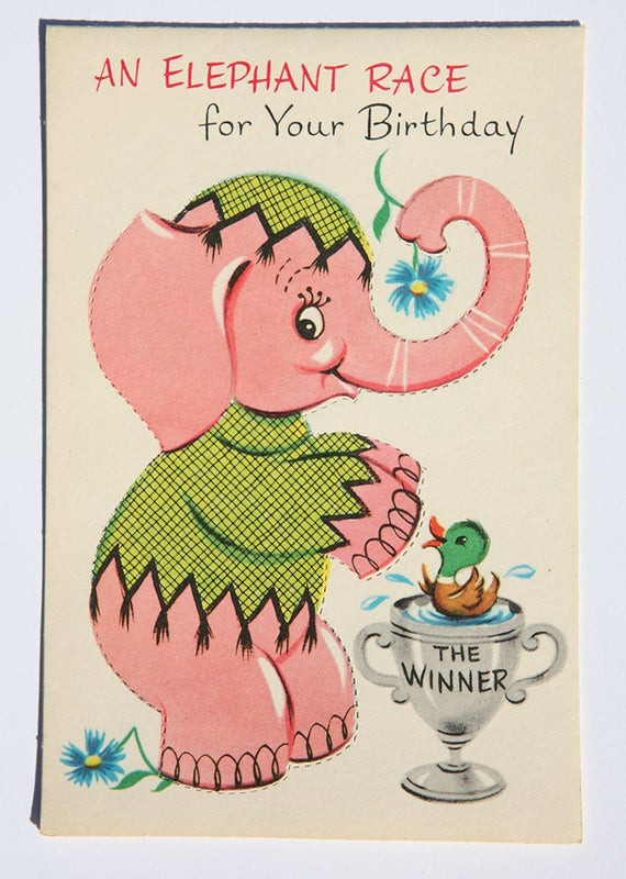 Best ideas about Elephant Birthday Card
. Save or Pin Vintage Elephant Birthday Card Sam the Pink Elephant and Now.