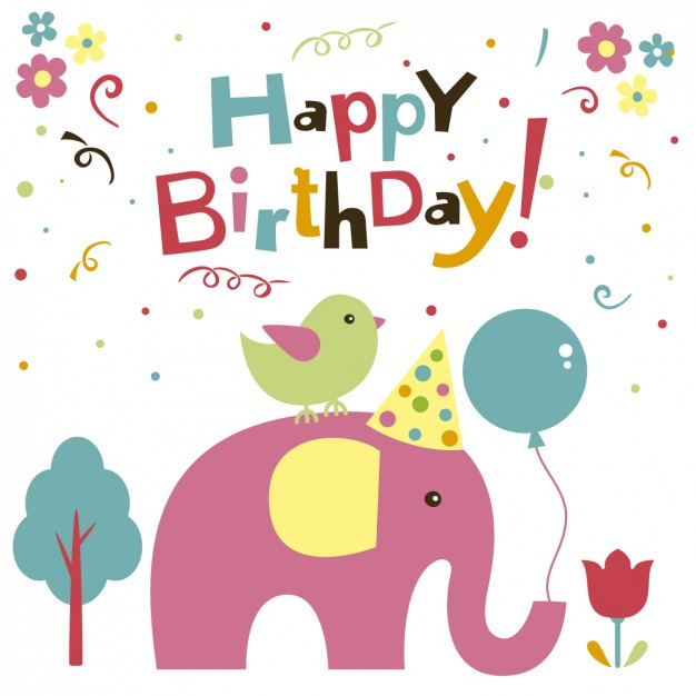 Best ideas about Elephant Birthday Card
. Save or Pin Elephant and bird birthday card Vector Now.
