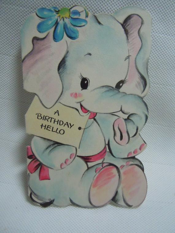 Best ideas about Elephant Birthday Card
. Save or Pin Vintage Die Cut Elephant Birthday Greeting Card 1940s Happy Now.