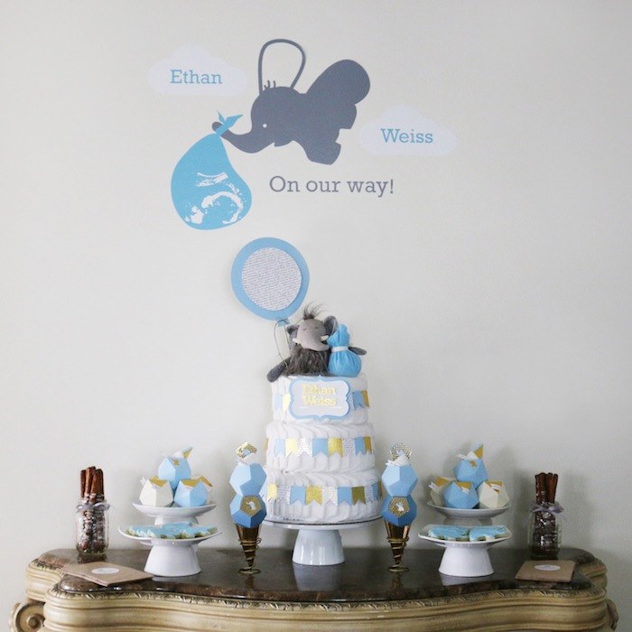 Best ideas about Elephant Themed Gift Ideas
. Save or Pin Kara s Party Ideas Geometric Blue Gold Elephant Baby Shower Now.