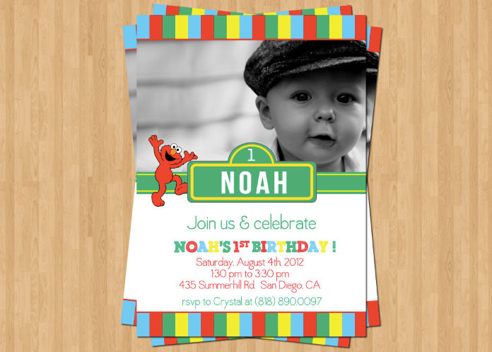 Best ideas about Elmo 1st Birthday Invitations
. Save or Pin Printable Elmo Birthday Invitation Striped Rainbow Sesame Now.