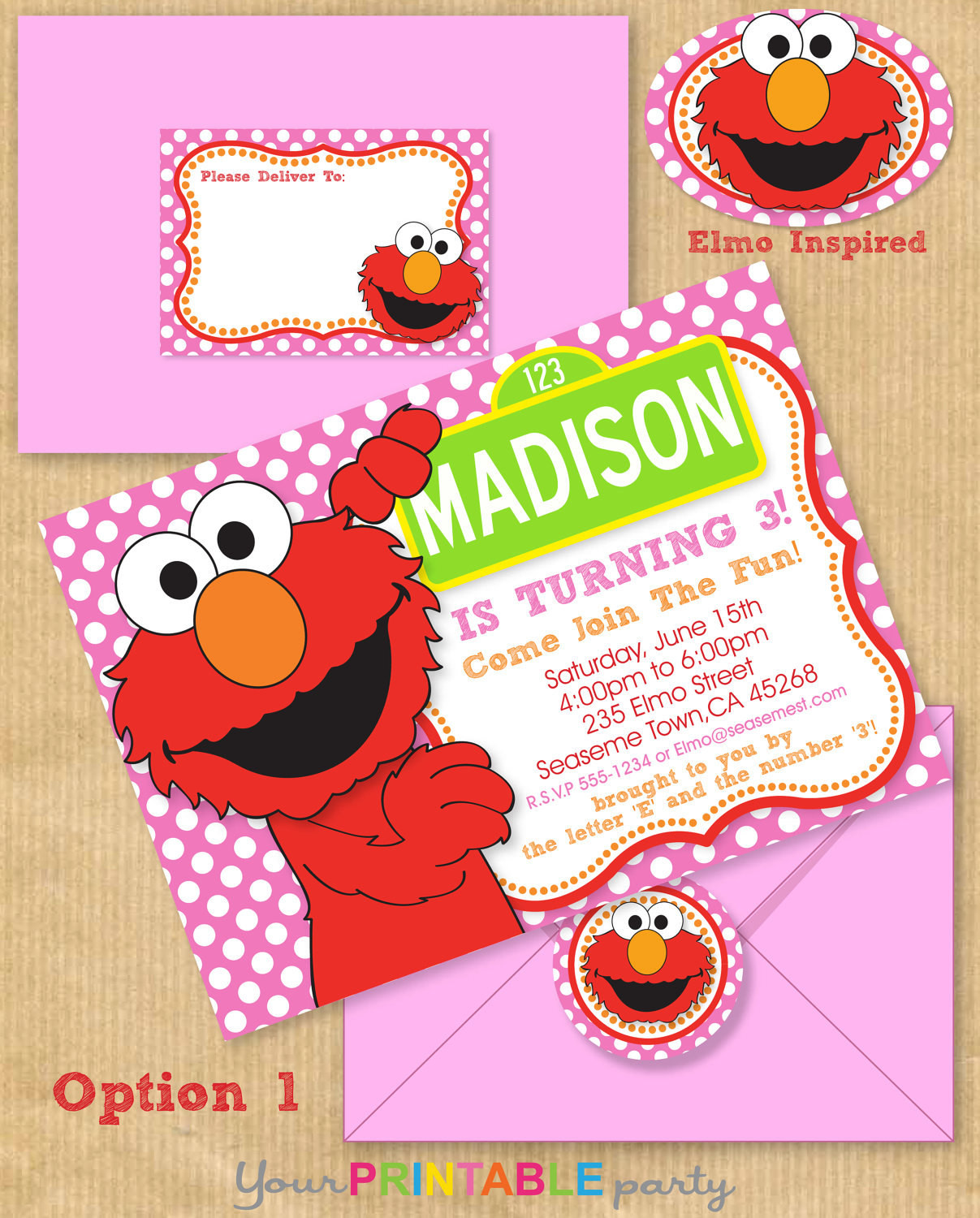 Best ideas about Elmo Birthday Invitations
. Save or Pin Girls ELMO Party Invitation 5x7 with Address by Now.