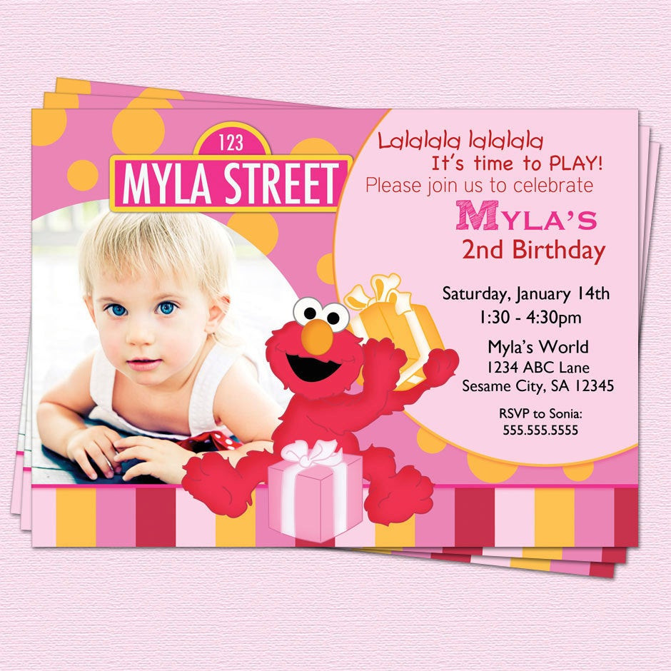 Best ideas about Elmo Invitations 1st Birthday
. Save or Pin Elmo Birthday Invitation Sesame Street Girl by CupcakeDream Now.