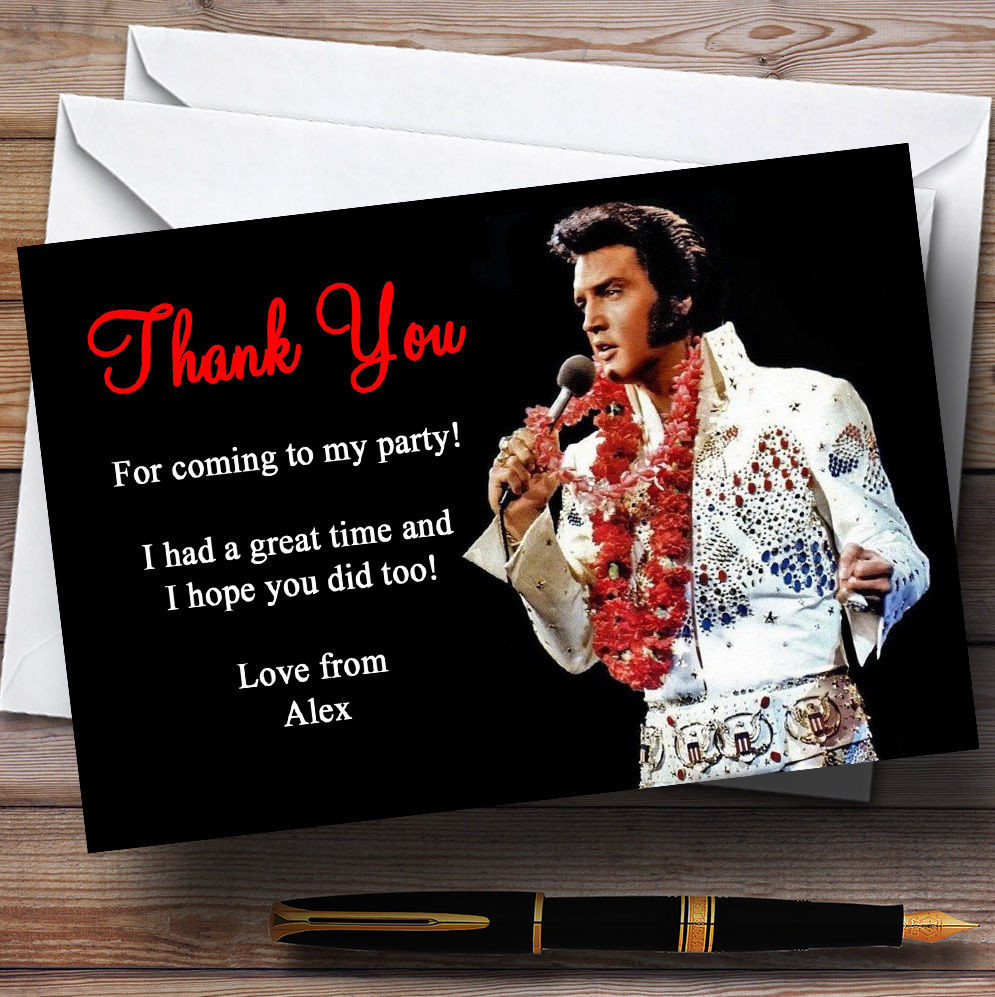 Best ideas about Elvis Birthday Card
. Save or Pin Elvis Presley Red Personalised Party Thank You Cards Now.