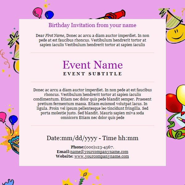 Best ideas about Email Birthday Invitations
. Save or Pin 23 Birthday Invitation Email Templates PSD EPS AI Now.