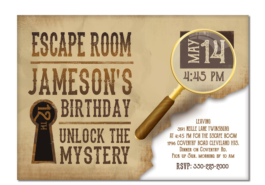 Best ideas about Escape Room Birthday Party
. Save or Pin Escape Room Invite Boys or Girls Birthday Invitation Gold Now.