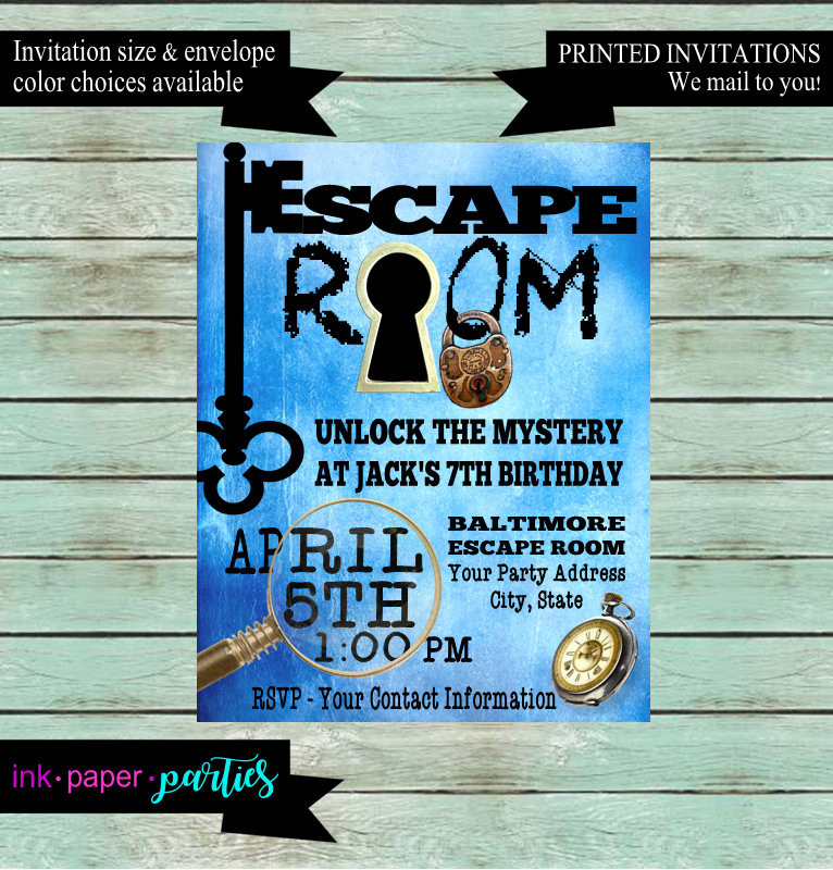 Best ideas about Escape Room Birthday Party
. Save or Pin Escape Room Mystery Puzzle Blue Birthday Party Invitations Now.