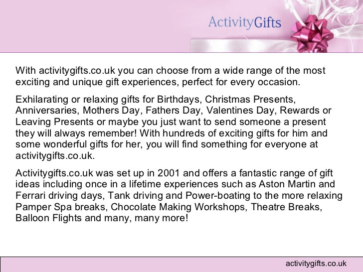 Best ideas about Experience Gift Ideas For Him
. Save or Pin Activity Gifts Rally Driving Unique Holiday Gift Now.