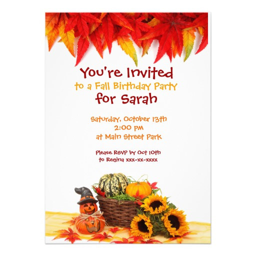 Best ideas about Fall Birthday Invitations
. Save or Pin Autumn Leaves Fall Birthday Party Invitations 5" X 7 Now.