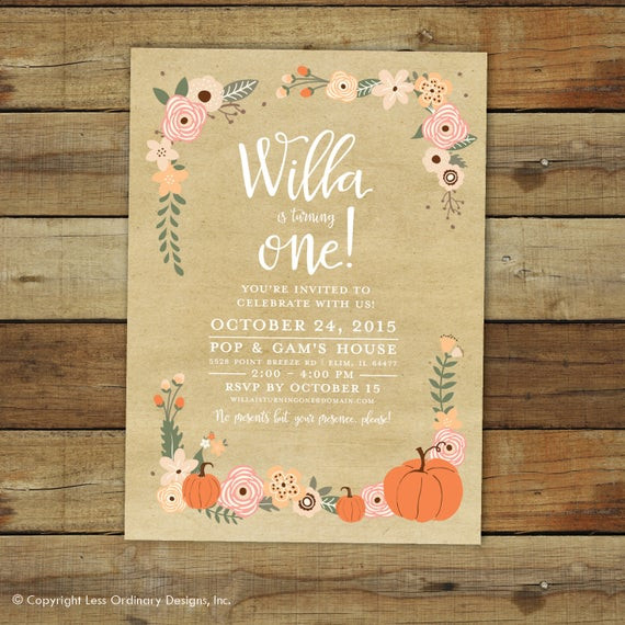 Best ideas about Fall Birthday Invitations
. Save or Pin Pumpkin birthday party invitation fall birthday peach and Now.