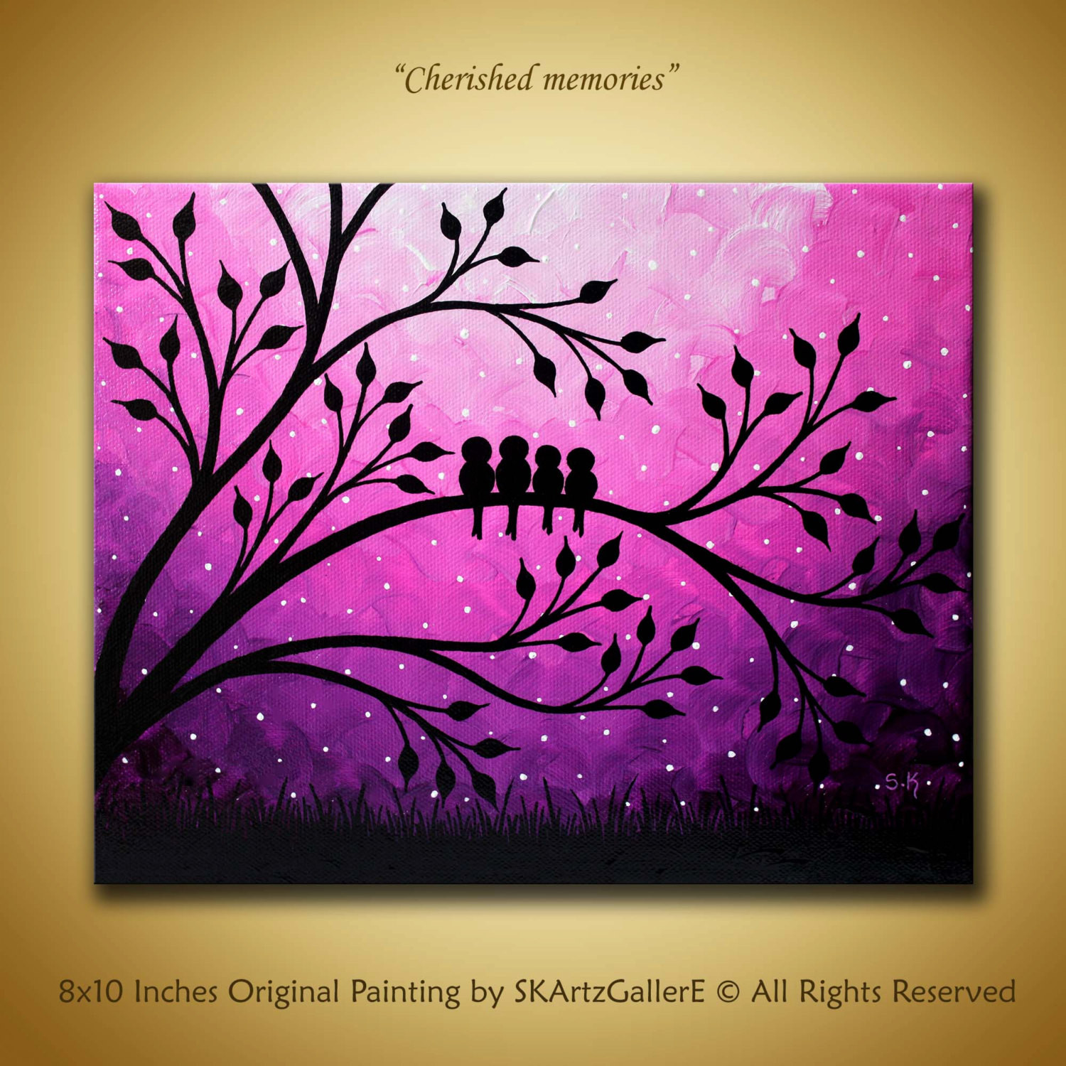 Best ideas about Family Painting Ideas
. Save or Pin Original birds Painting Family birds artwork Purple Canvas art Now.