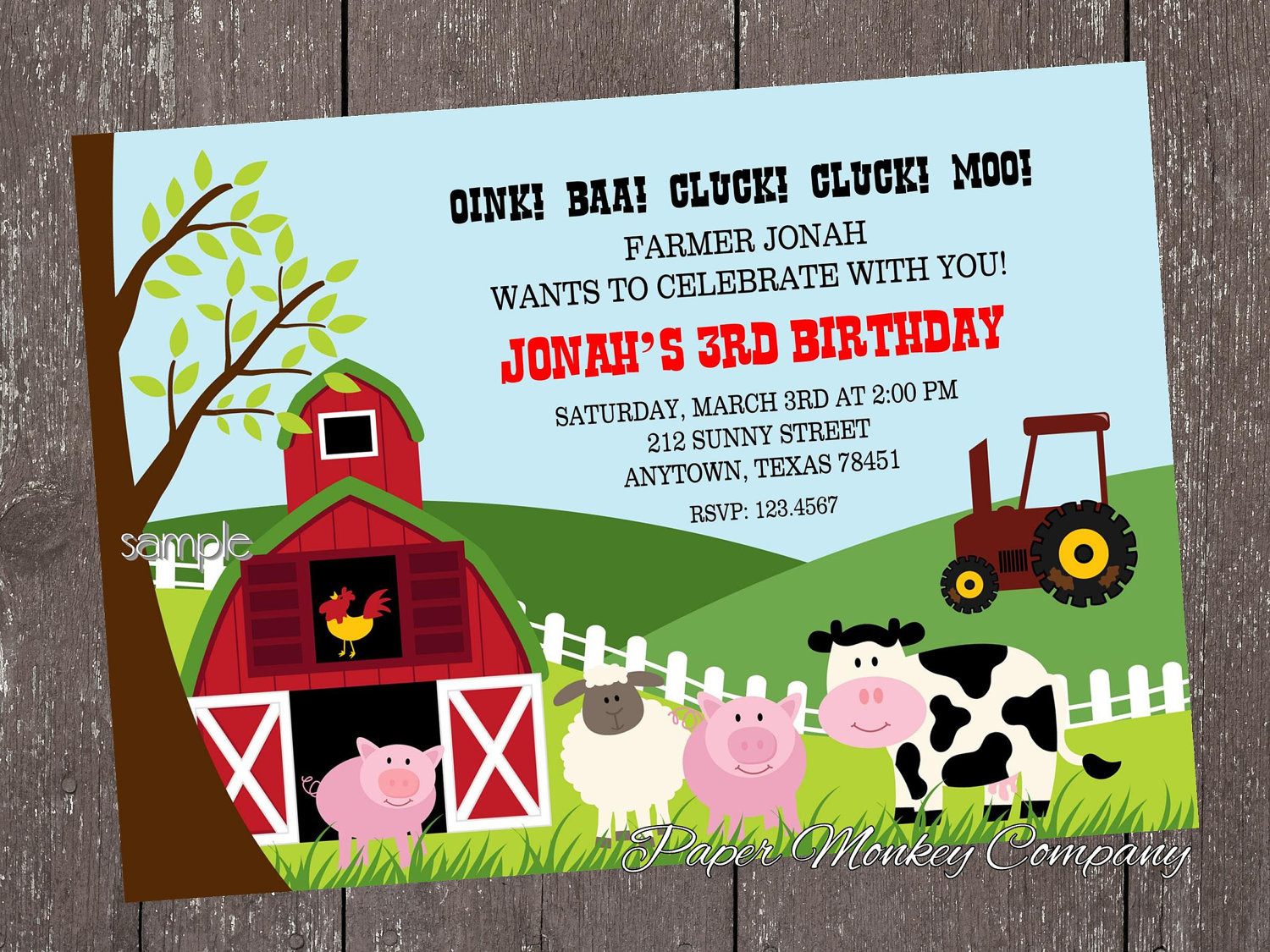 Best ideas about Farm Birthday Invitations
. Save or Pin Farm Birthday Invitation Barn Animals Pig Chicken Now.